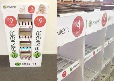 3-Faces Garnier POP Corrguated Retail Purchase Cardboard Floor Display 3-Faces Garnier POP Corrguated Retail Purchase Cardboard Floor Display