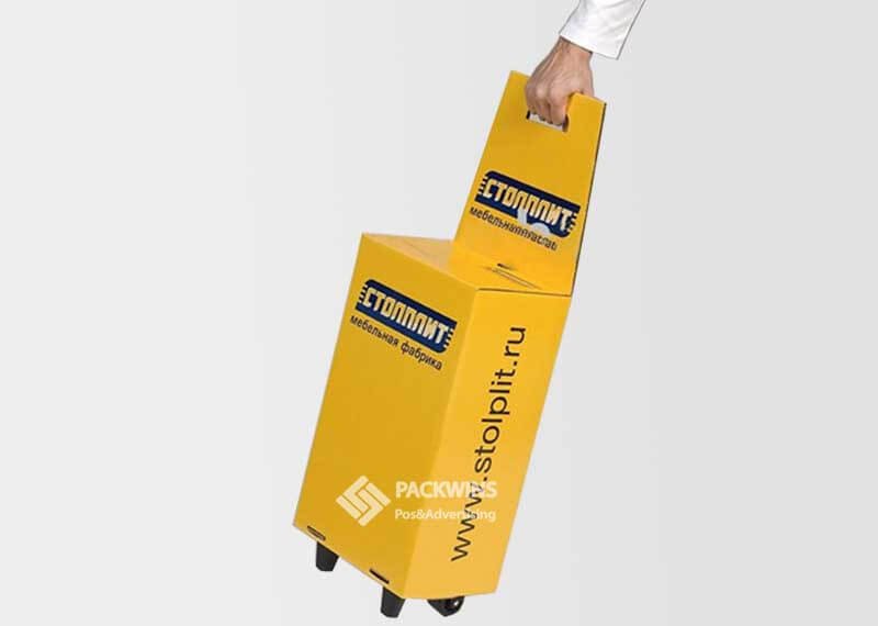 Furniture Carton Cardboard Stands 4C CMYK Printed Wheeled Trolley Box Furniture Carton Cardboard Stands 4C CMYK Printed Wheeled Trolley Box