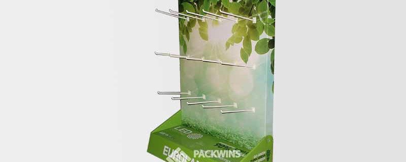 Lamps Retail Display Cases Cardboard Stand with Hooks